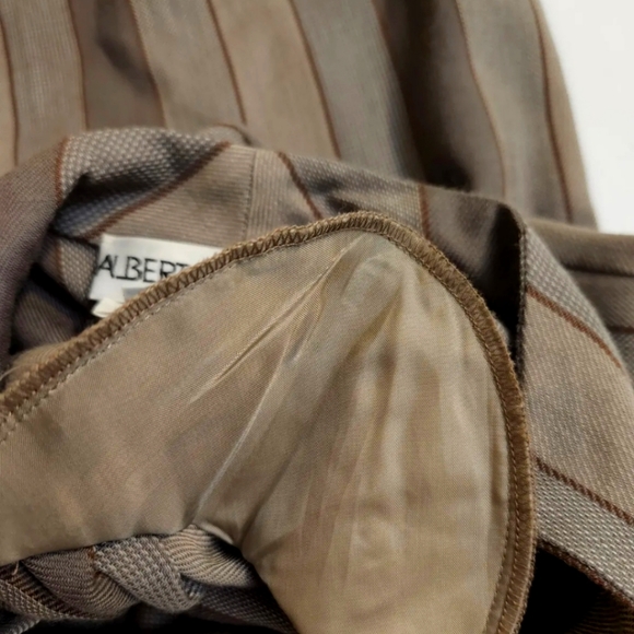 Vtg 80's Albert Capraro 100% Wool Beige Striped Button Down Midi Dress! Size 10 - Picture 7 of 9